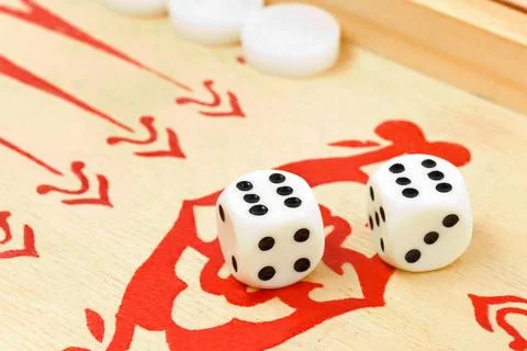 Backgammon dices Macro of retro backgammon game and dices (License=RF) 264... Stock Photos