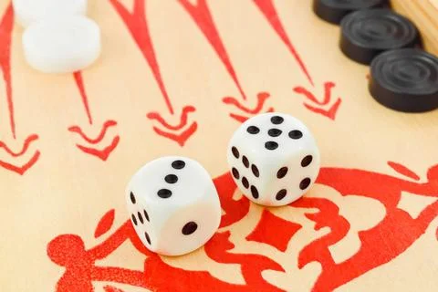 Backgammon dices Macro of retro backgammon game and dices (License=RF) 299... Stock Photos