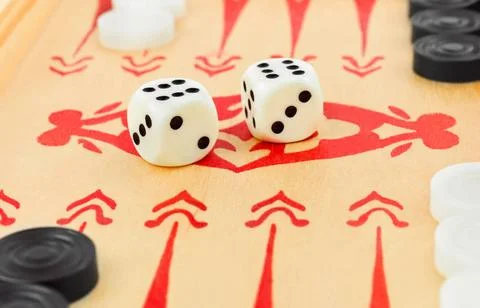 Backgammon dices Macro of retro backgammon game and dices (License=RF) 395... Stock Photos