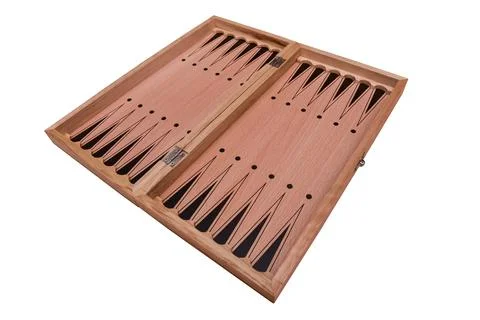 Backgammon game. Backgammon board isolate on a white background close-up 写真素材