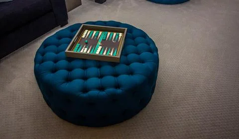 Backgammon Game On Blue Ottoman Stock Photos