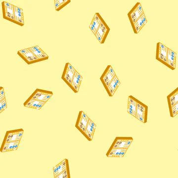 Backgammon game board table isometric icon seamless pattern Stock Illustration