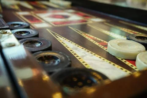Backgammon game close up view Stock Photos