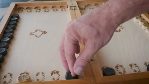 Backgammon game dice roll and move Stock Footage 205739174