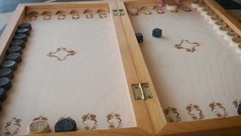 Backgammon game dice roll and move Stock Footage 205739321