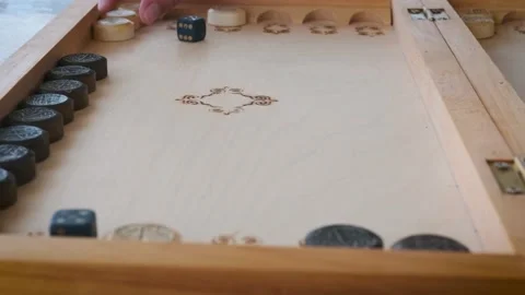 Backgammon game dice roll and move Stock Footage 205739489