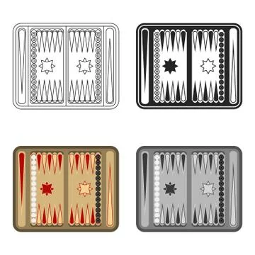 Backgammon icon in cartoon style isolated on white background. Board games Stock Illustration