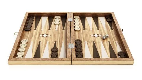 Backgammon isolated on white background. 3D illustration Illustrazione stock