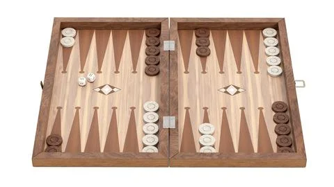 Backgammon isolated on white background. 3D illustration Illustrazione stock