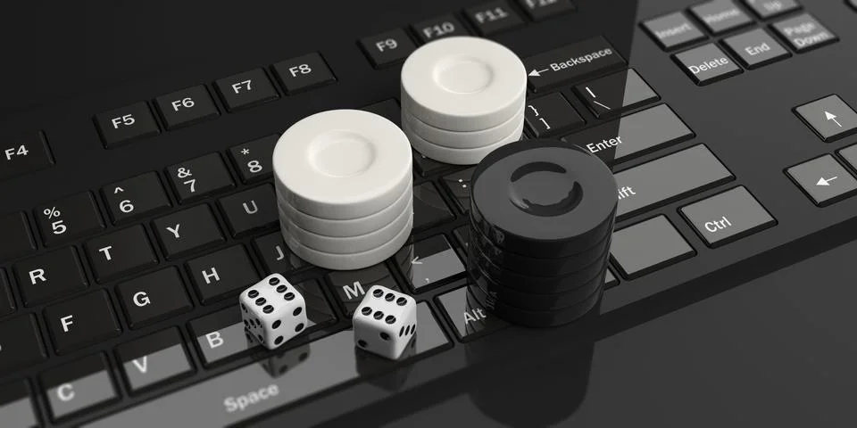 Backgammon keyboard black background 스톡 일러스트