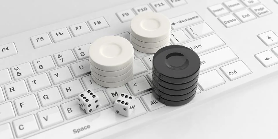 Backgammon keyboard white background Illustrazione stock