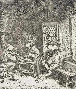The Backgammon Players. Adriaen van Ostade (Holland, Haarlem, 1610-1685). H.. Stock Illustration