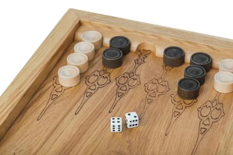 Backgammon playing field and dices Stock Photos