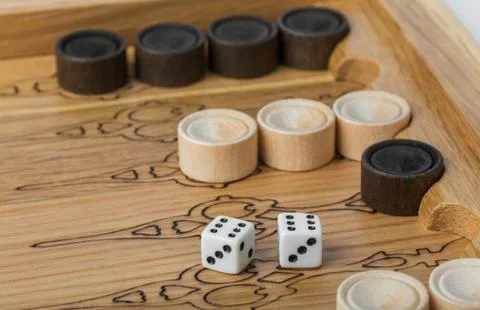Backgammon playing field and dices Stock Photos