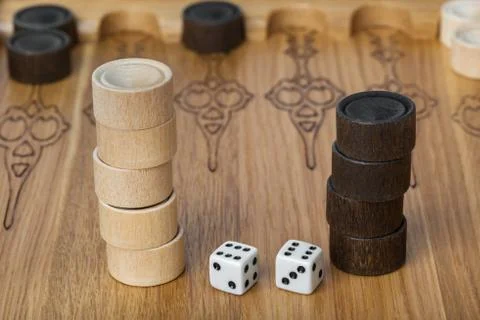 Backgammon playing field and dices Stock Photos