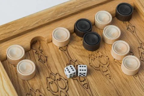 Backgammon playing field and dices Stock Photos