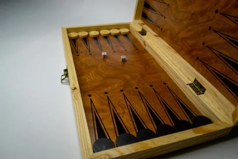 Backgammon playing field and dices - games background Stock Photos