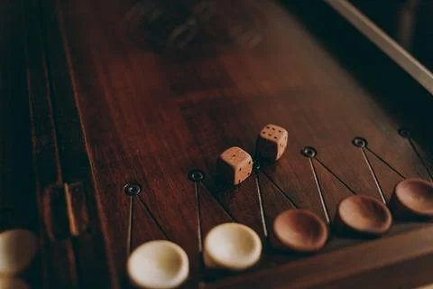 Backgammon with quality wood for the game Stock Photos