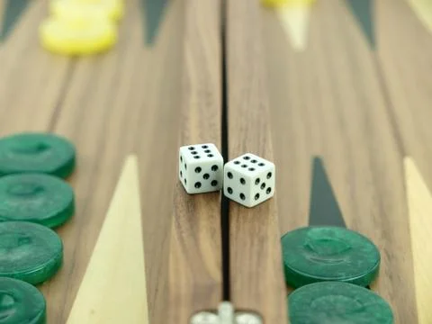 Backgammon set with dice Stock Photos