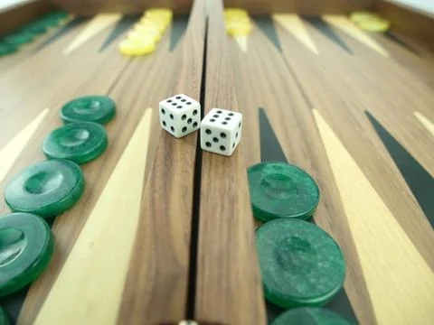 Backgammon set with dice Stock Photos