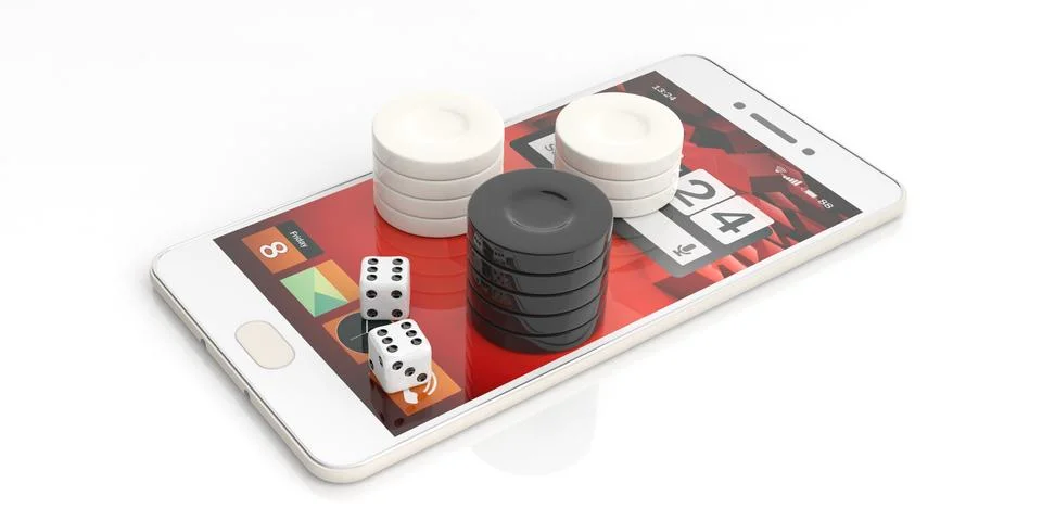 Backgammon smartphone white background i7 Stock Illustration