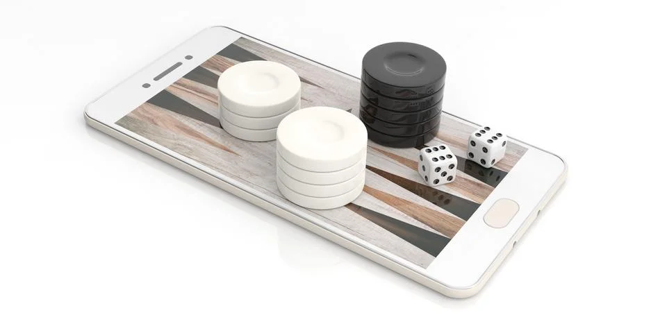 Backgammon tablet smartphone white background i7 Illustrazione stock