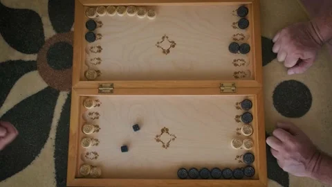 Backgammon video boards on top during the game Stock Footage 205739720