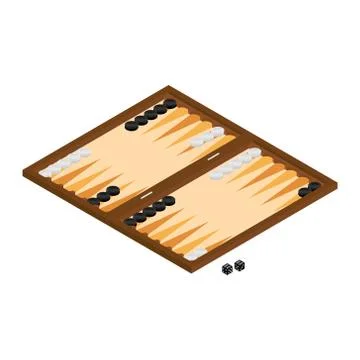 Backgammon wooden board and chips for game. Board game Stock Illustration