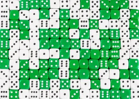 Background of 140 random ordered white and green dices Stock Photos