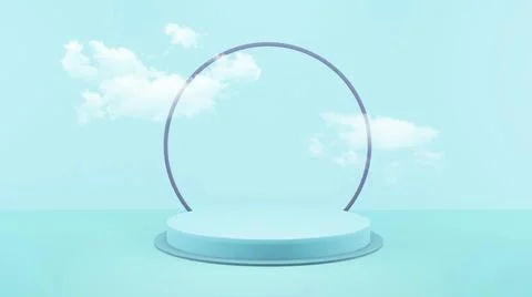 Background 3d blue rendering with podium and minimal cloud blue scene. イラスト素材
