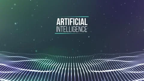 Background 3d grid. Ai tech wire network futuristic wireframe. Artificial Stock Illustration