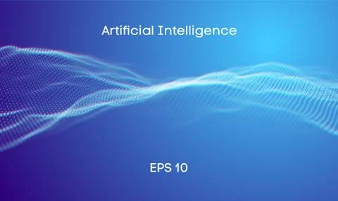 Background 3d grid. Ai tech wire network futuristic wireframe. Artificial Illustrazione stock