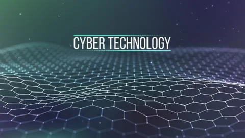 Background 3d grid.Cyber technology Ai tech wire network futuristic wireframe Stock Illustration
