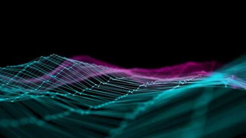 Background 3d grid.Cyber technology Ai tech wire network futuristic wireframe Stock Illustration