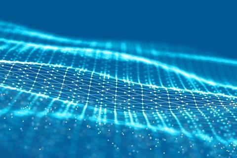 Background 3d grid.Cyber technology Ai tech wire network futuristic wireframe Stock Illustration