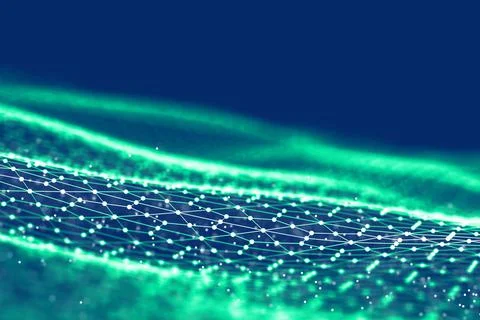 Background 3d grid.Cyber technology Ai tech wire network futuristic wireframe Stock Illustration