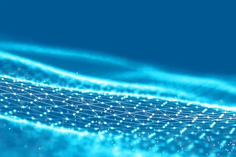 Background 3d grid.Cyber technology Ai tech wire network futuristic wireframe Stock Illustration