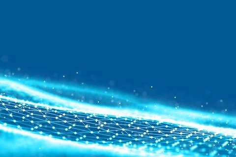 Background 3d grid.Cyber technology Ai tech wire network futuristic wireframe Stock Illustration