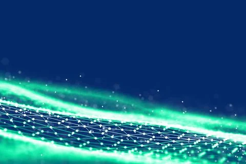 Background 3d grid.Cyber technology Ai tech wire network futuristic wireframe イラスト素材