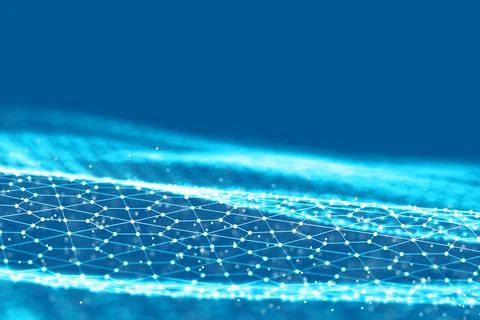 Background 3d grid.Cyber technology Ai tech wire network futuristic wireframe Stock Illustration