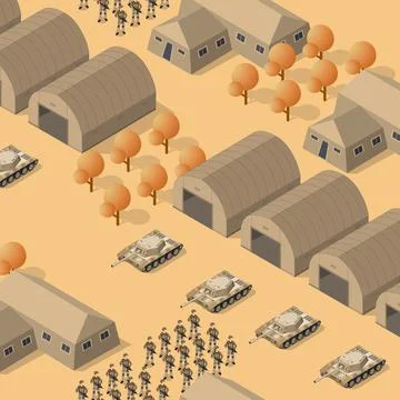 Background 3D illustration army armed troop isometric armed military Ilustración de archivo