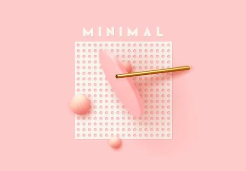 Background with 3d realistic objects. Minimal abstract composition. backdrop  Stock Illustration