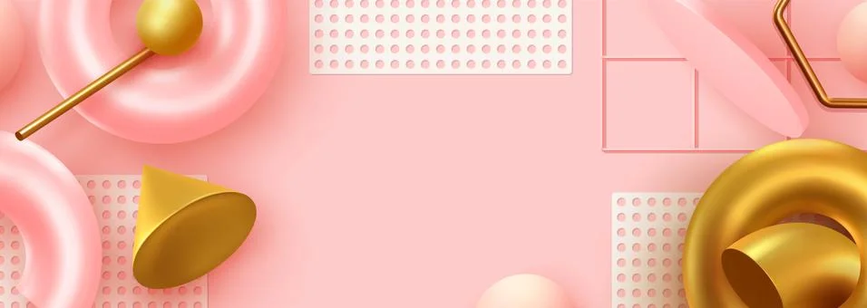 Background with 3d realistic objects. Minimal abstract composition. backdrop  Illustrazione stock