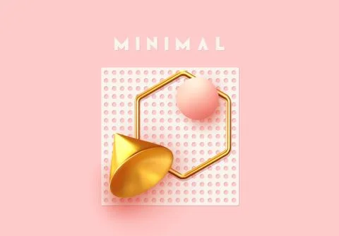 Background with 3d realistic objects. Minimal abstract composition. backdrop  Illustrazione stock