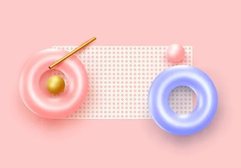 Background with 3d realistic objects. Minimal abstract composition. backdrop  Stock Illustration