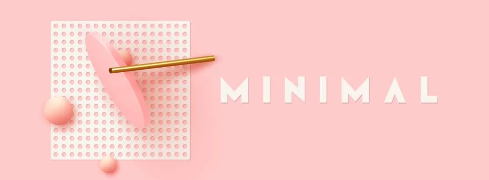 Background with 3d realistic objects. Minimal abstract composition. backdrop  Stock Illustration
