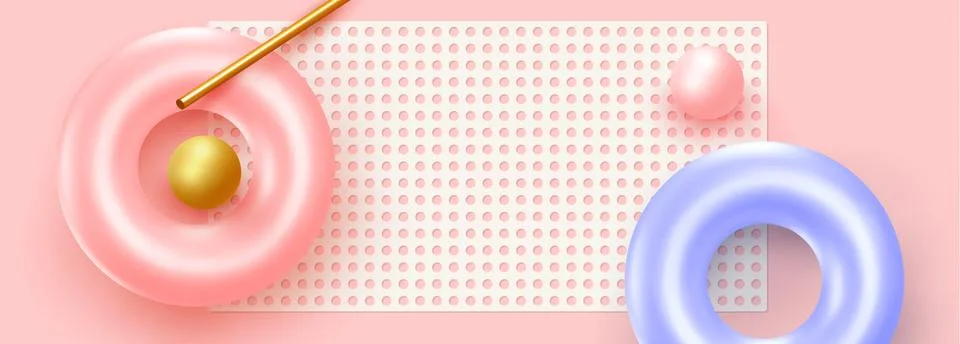 Background with 3d realistic objects. Minimal abstract composition. backdrop  Stock Illustration