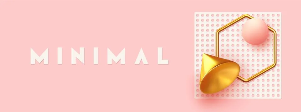 Background with 3d realistic objects. Minimal abstract composition. backdrop  Illustrazione stock