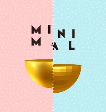 Background with 3d realistic semi sphere. Gold half ball. Trendy minimal desi Stock Illustration