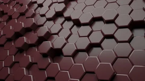 Background 3d render of brown hexagons going up and down with random movement Stock Footage 165569640